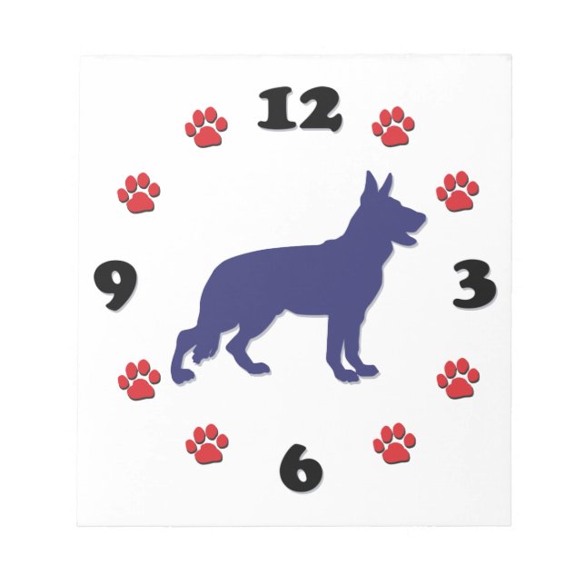 Deutsche Schäferhunde-Silhouette Notizblock (Vorderseite)