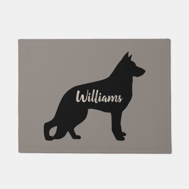 Deutsche Schäferhunde Silhouette Schwarz und Grau Fußmatte (Vorderseite)