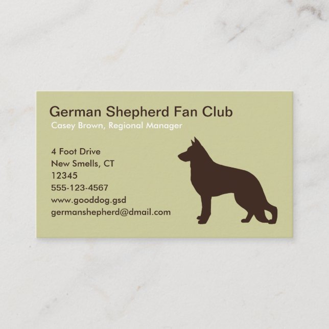 Deutsche Schäferhunde-Silhouette Visitenkarte (Vorderseite)