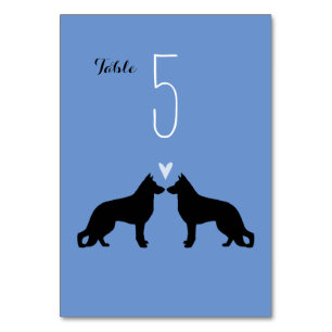 Deutsche Schäferhunde Silhouetten Hochzeit Tischnummer