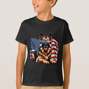 Deutsche Schäferhunde USA-Flagge Patriotische Sung T-Shirt