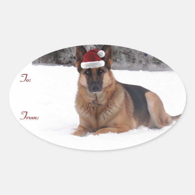 Deutsche Schäferhunde-Weihnachtsgeschenke Tags Ovaler Aufkleber (Vorderseite)