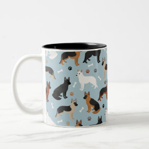 Deutsche Schäferknochen und Paws Zwei-Tone-Tasse Zweifarbige Tasse