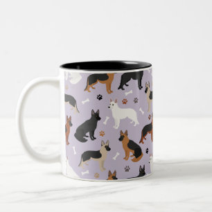 Deutsche Schäferknochen und Paws Zwei-Tone-Tasse Zweifarbige Tasse