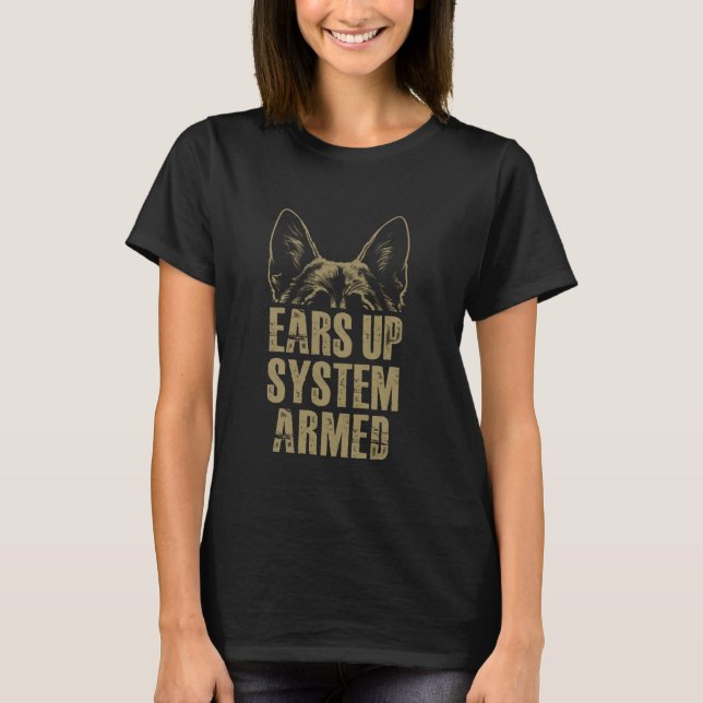 Deutsche Schäferohren-System bewaffnete Hunde Br T-Shirt (Vorderseite)