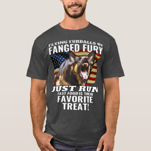Deutsche Schäferpolizei Hund Amerikanischer Flagg T-Shirt