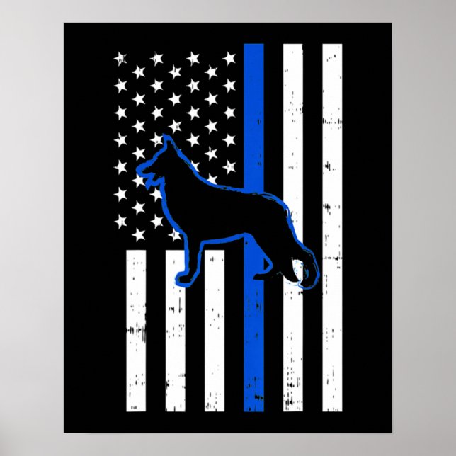 Deutsche Schäferpolizei Hund K9 Patriotic Poster (Vorne)