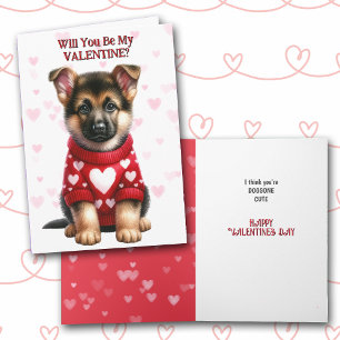 Deutsche Schäferwelpe in Sweater Valentine Feiertagskarte