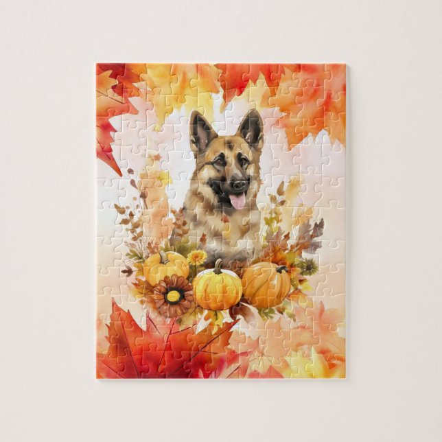 Deutsche Scheune im Herbst Puzzle (Vertikal)