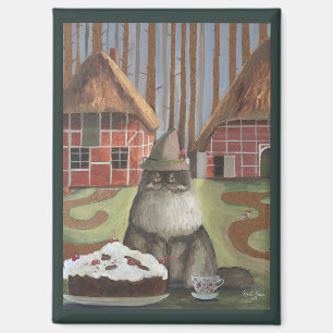 Deutsche Schwarzwaldkatze mit Kuchen Magnet