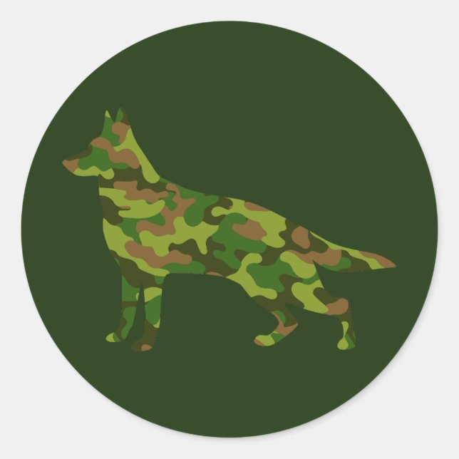 Deutsche Shepard-Armee grüne Tarnung Runder Aufkleber (Vorderseite)