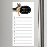 Deutsche Shepherd Shopping List Magnetic Notepad Magnetischer Notizblock<br><div class="desc">Schön,  dass man den deutschen Schäferhund mit einem schwarzen Kalkboard-Rahmen personalisiert mit seinem Namen holt.</div>