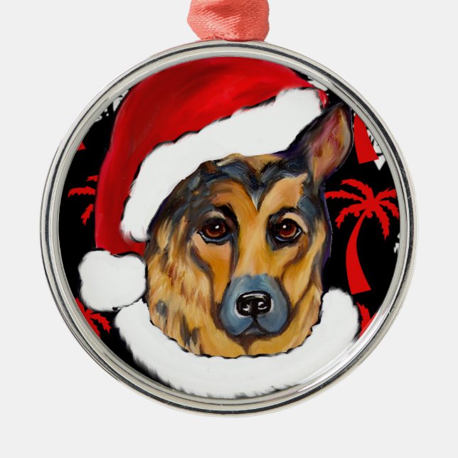 DEUTSCHE SHEPHERD SILBERNES ORNAMENT (Vorne)