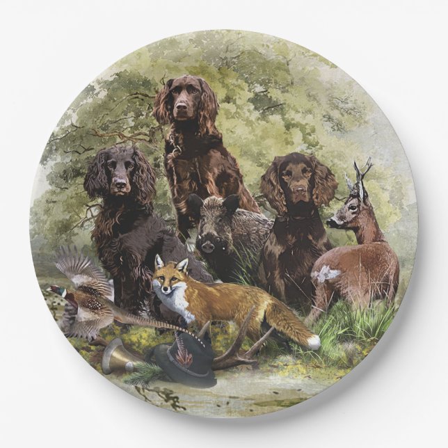 Deutsche Spaniels ( Deutscher Wachtelhund ) Pappteller (Vorderseite)