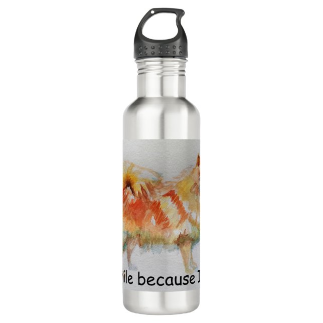 Deutsche Spitz Hund "Ich lächle, weil ich kann" Ka Edelstahlflasche (Vorderseite)