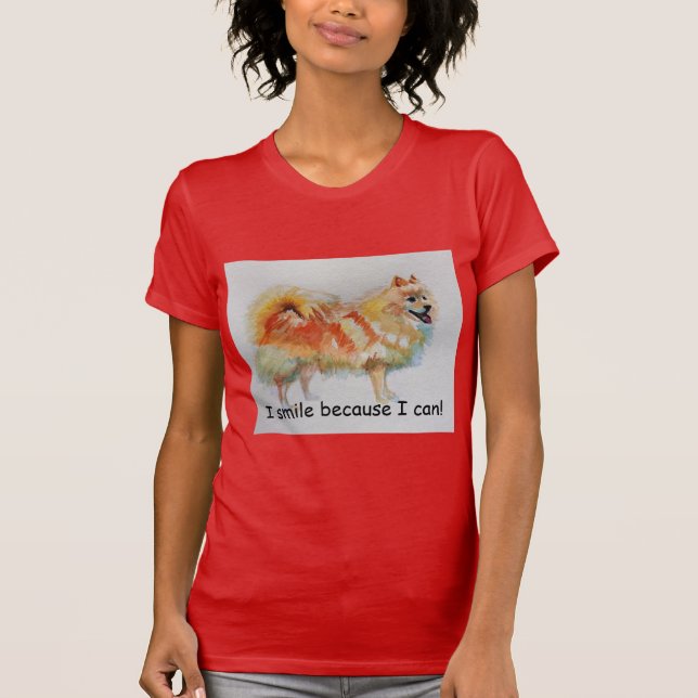 Deutsche Spitz Hund "Ich lächle, weil ich kann" Ka T-Shirt (Vorderseite)