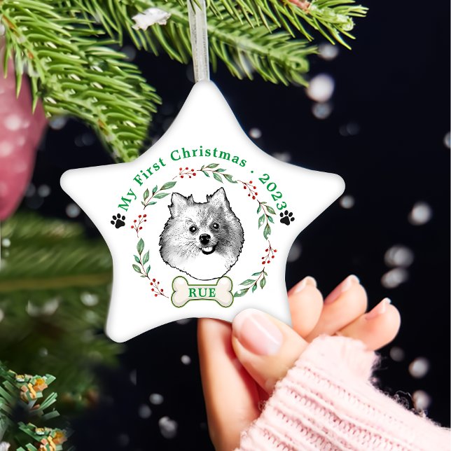 Deutsche Spitz Hund Personalisiert Zeichnend Hand Keramik Ornament (Von Creator hochgeladen)