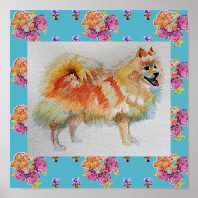 Deutsche Spitz Spitz Hunde Rose Poster (Vorne)