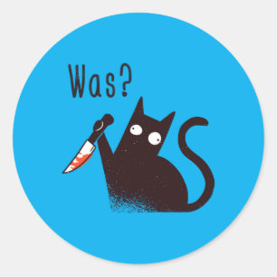 Deutsche Sprache Crazy Funny Katze Mit Einem Messe Runder Aufkleber