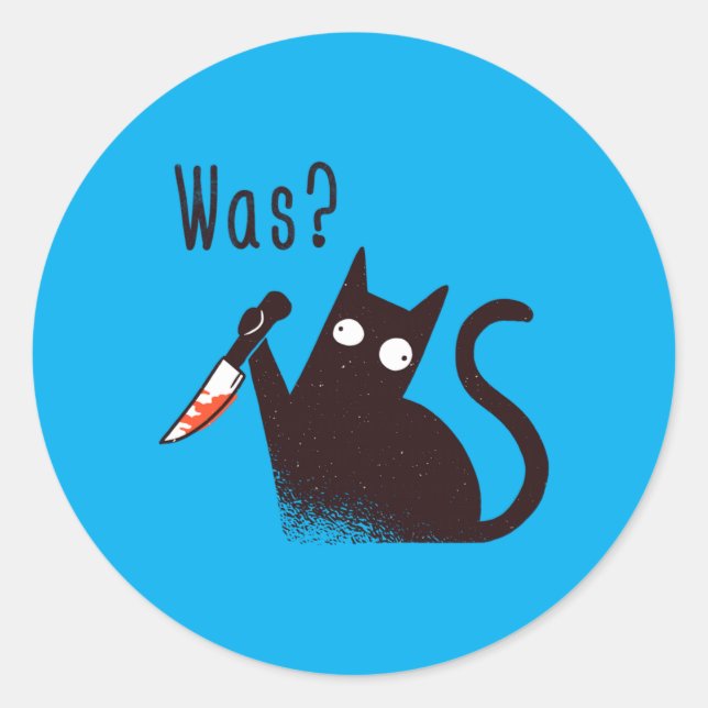 Deutsche Sprache Crazy Funny Katze Mit Einem Messe Runder Aufkleber (Vorderseite)