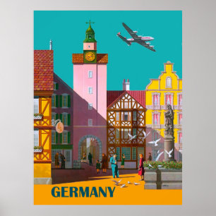 Deutsche Stadt, Vintages Flugplakat Poster
