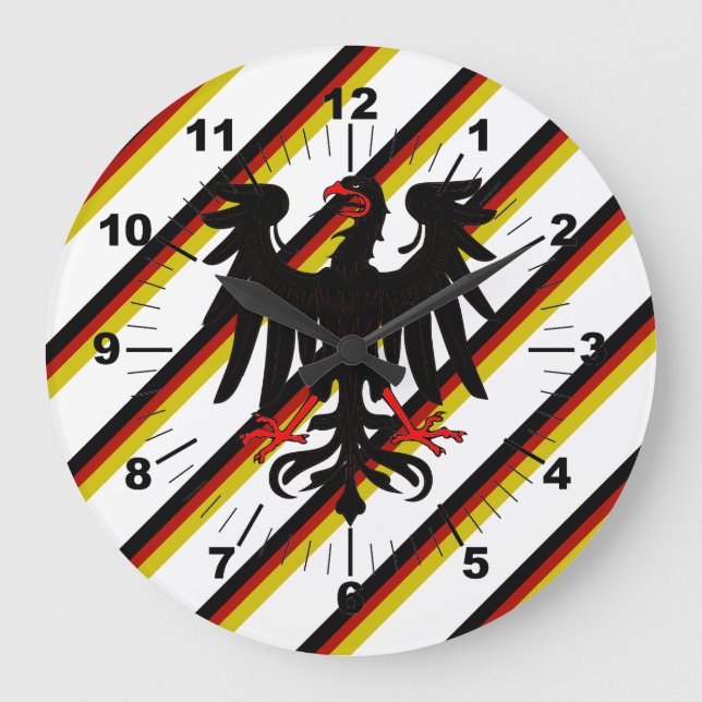 Deutsche Streifen-Flagge Große Wanduhr (Vorderseite)