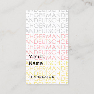 Deutsche Übersetzer-oder Interpret-Visitenkarten Visitenkarte