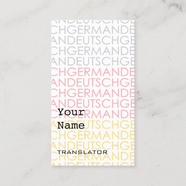Deutsche Übersetzer-oder Interpret-Visitenkarten Visitenkarte (Vorderseite)