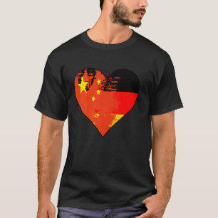 Deutsche und chinesische Herz-Erbe-Flagge T-Shirt