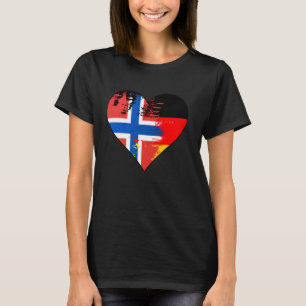 Deutsche und norwegische Herz-Erbe-Flagge T-Shirt