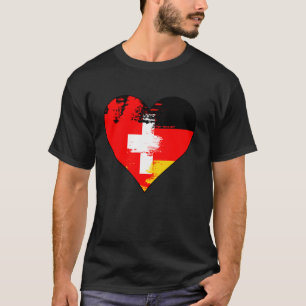 Deutsche und Schweiz Herz-Erbe-Flagge T-Shirt