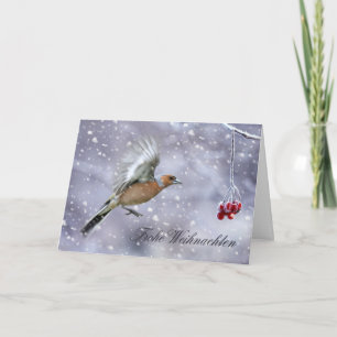 Deutsche Weihnachtskarte mit Chaffinch Winter Scan Feiertagskarte