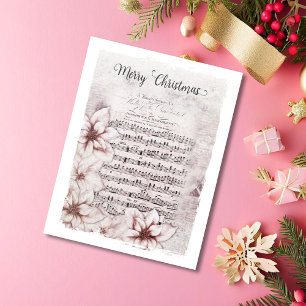 Deutsche Weihnachtsmusik Poinsettias Vintag Feiertagskarte