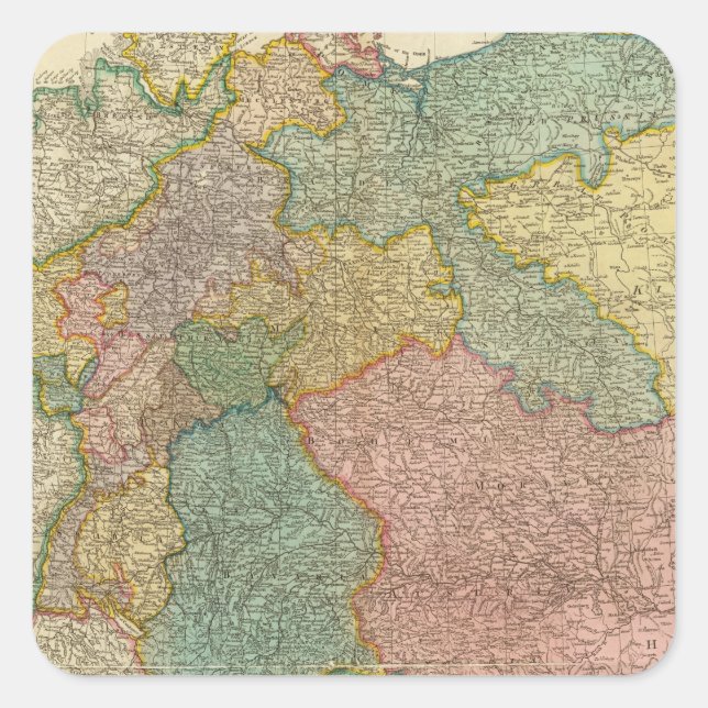 Deutsche Weltreligion Atlas Karte Quadratischer Aufkleber (Vorderseite)