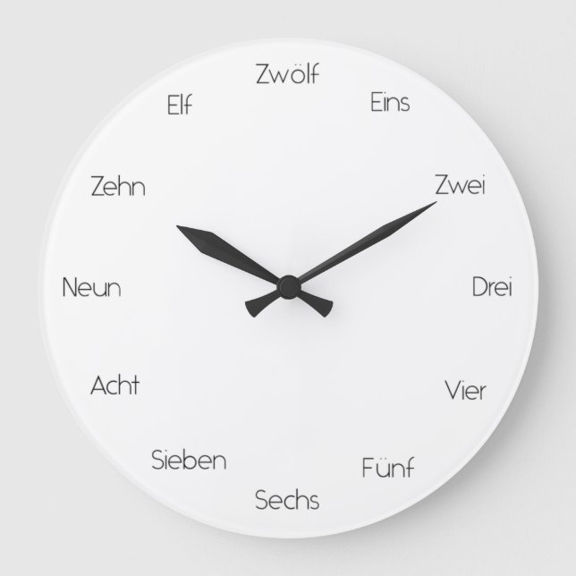 Deutsche Zahlen Sprachenlernen Moderne große Cloc Wanduhr (Vorderseite)