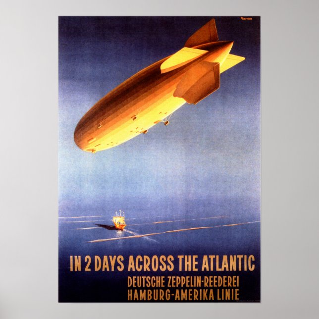 DEUTSCHE ZEPPELIN 2 Tage Vintager Atlantik Poster (Vorne)