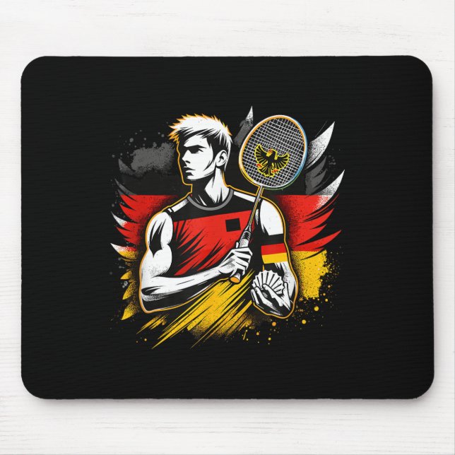 Deutscher Badminton-Enthusiast Schläger Shuttle De Mousepad (Vorne)