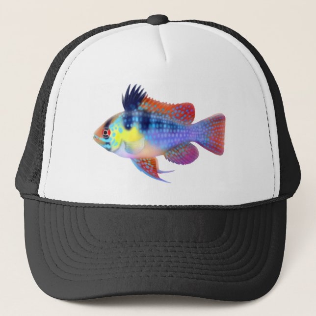 Deutscher blauer RAMCichlid Truckerkappe (Vorderseite)