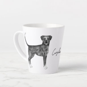 Deutscher Boxerhund in Schwarz und Weiß & Individu Milchtasse