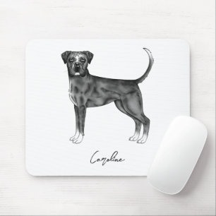 Deutscher Boxerhund in Schwarzweiß & benutzerdefin Mousepad