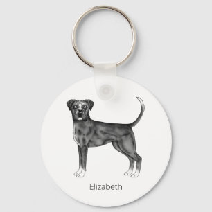Deutscher Boxerhund in Schwarzweiß & benutzerdefin Schlüsselanhänger