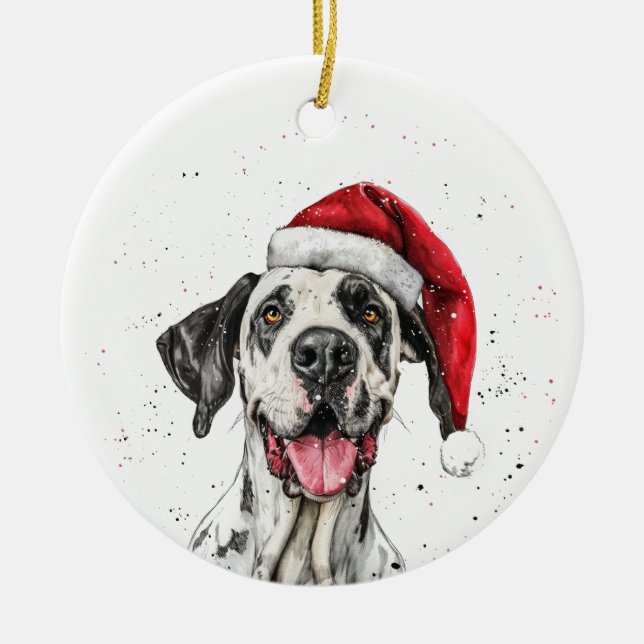 Deutscher Dogge Weihnachten Personalisiert Keramik Ornament (Vorne)