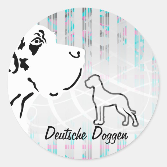 Deutscher Doggen Runder Aufkleber (Vorderseite)