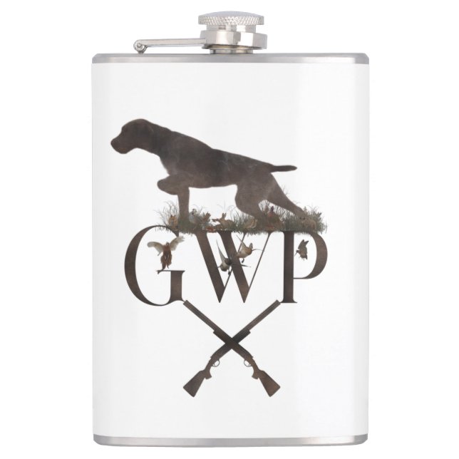Deutscher Drahthaar Pointer Flask Flachmann (Vorderseite)