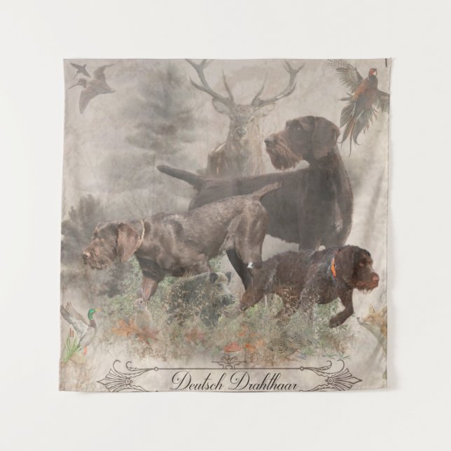 Deutscher Drahthaar Pointer Tapestry Wandteppich (Vorderseite)