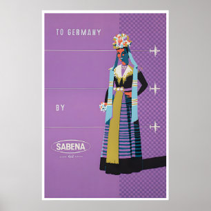 Deutscher Druck Sabena Airlines Kunst Deutschland Poster