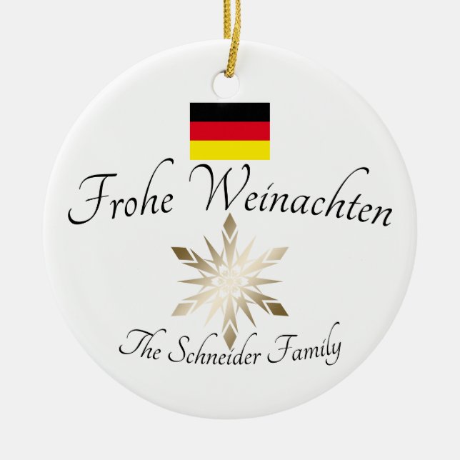 Deutscher Familienname Frohe Weinberg Deutschland  Keramik Ornament (Vorne)