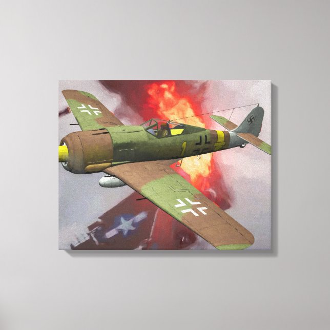 Deutscher Fw-190 im Luftkampf Leinwanddruck (Vorderseite)