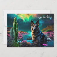 Deutscher Hirte auf einer Alien zum Geburtstag