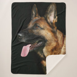 Deutscher Hirte auf schwarzem Hintergrund Sherpadecke